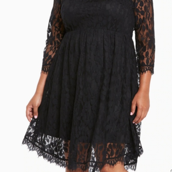 torrid Dresses & Skirts - Torrid Black Lace Skater Dress Size 10
